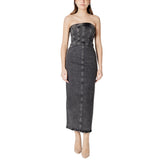 ICHI Black Cotton Midi Dress